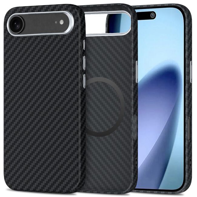 Husa pentru iPhone 17 Air CarbonElite MagMount - Ultra Slim, Textura Carbon, Compatibila MagSafe - negru