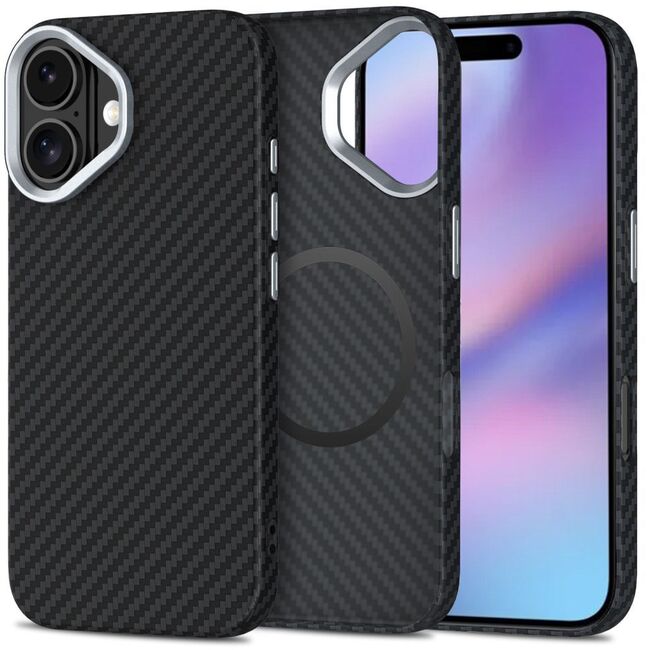 Husa pentru iPhone 17 CarbonElite MagMount - Ultra Slim, Textura Carbon, Compatibila MagSafe - negru