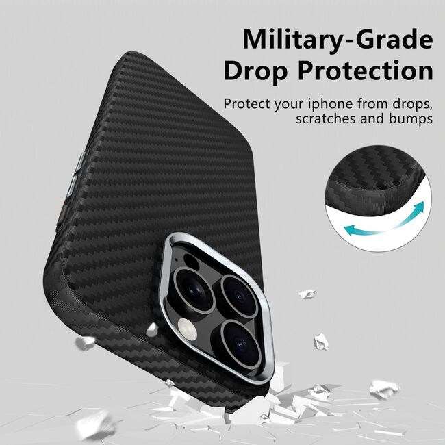Husa pentru Samsung Galaxy S25 CarbonElite MagMount - Ultra Slim, Textura Carbon, Compatibila MagSafe - negru