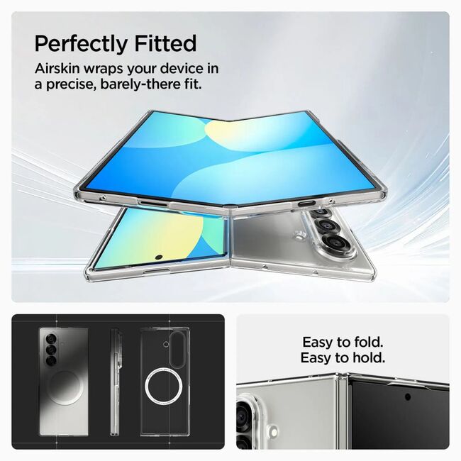 Husa pentru Samsung Galaxy Z Fold 7 - Spigen Air Skin MagSafe - Crystal Clear / White