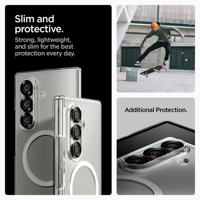 Husa pentru Samsung Galaxy Z Fold 7 - Spigen Air Skin MagSafe - Crystal Clear / White