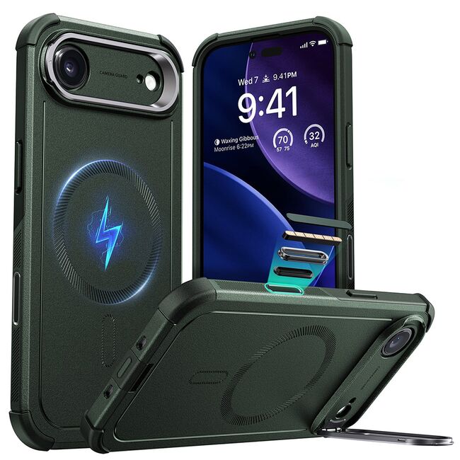Husa pentru iPhone 17 Air - ESR Cyber Armor Kickstand - Green