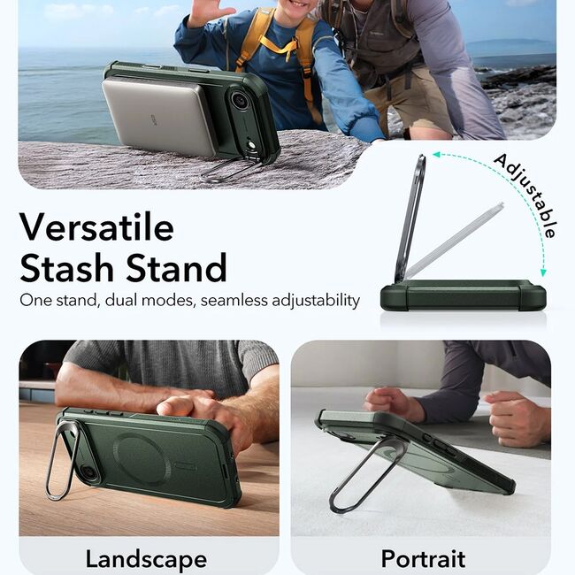 Husa pentru iPhone 17 Air - ESR Cyber Armor Kickstand - Green