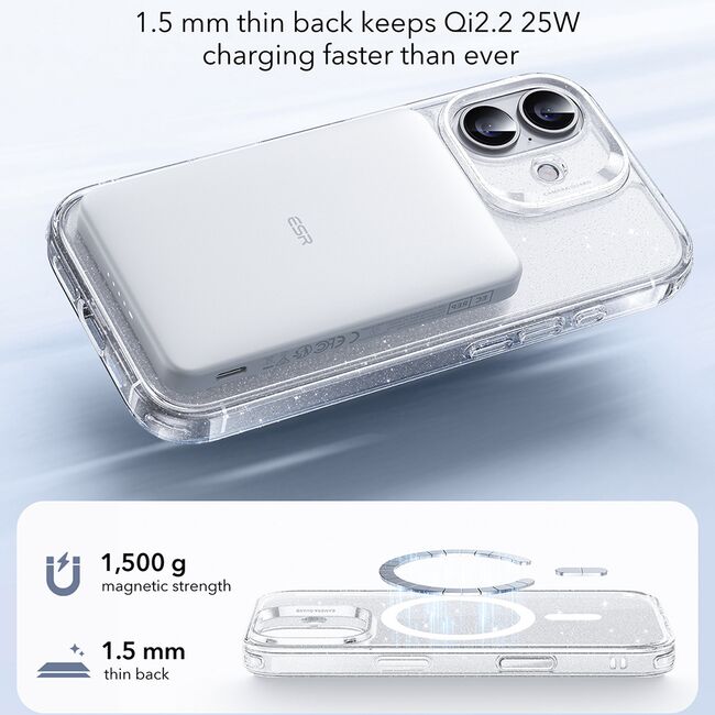 Husa pentru iPhone 17 - ESR Classic Hybrid HaloLock - Clear Shimmer
