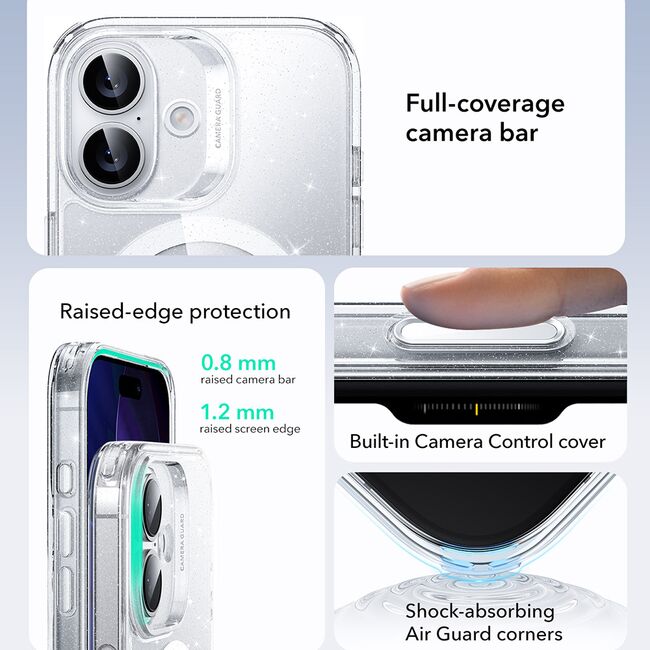 Husa pentru iPhone 17 - ESR Classic Hybrid HaloLock - Clear Shimmer