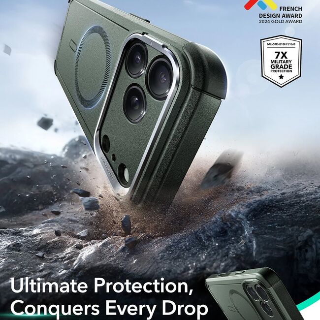 Husa pentru iPhone 17 Pro - ESR Cyber Armor Kickstand - Green