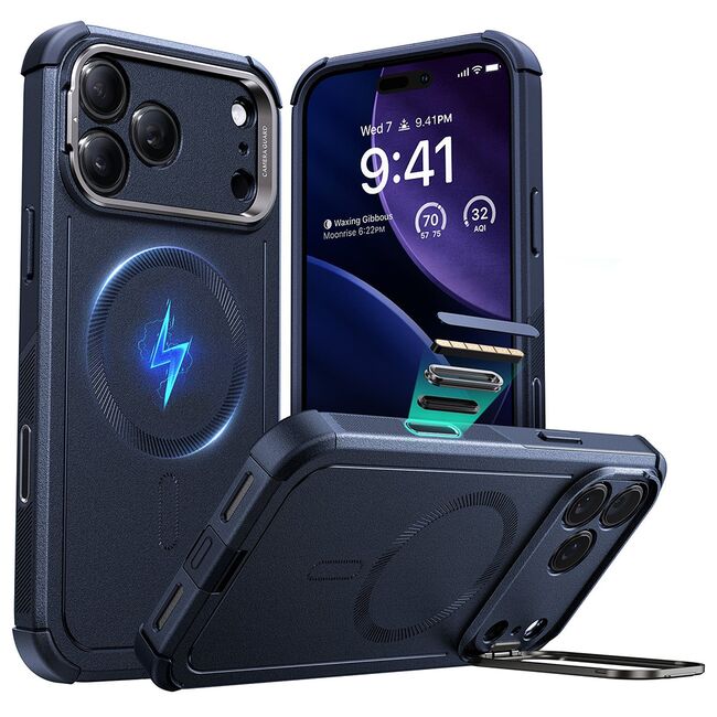 Husa pentru iPhone 17 Pro Max - ESR Cyber Armor Kickstand - Blue