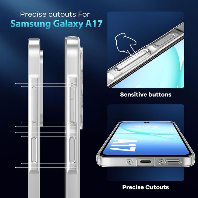 Husa pentru Samsung Galaxy A17 5G, Anti-Shock 1.5mm, cu protectie lentile, Transparent