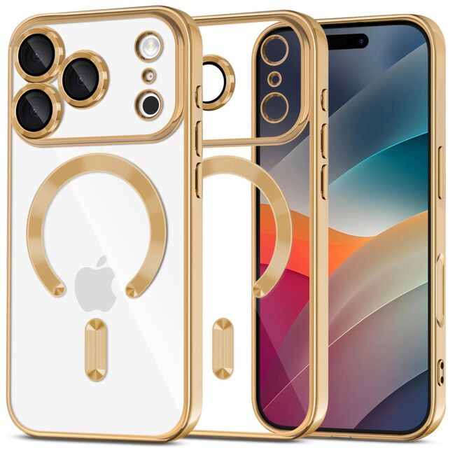 Husa pentru iPhone 17 Pro cu MagSafe si protectie pentru lentile anti-shock 1.5 mm transparent - gold
