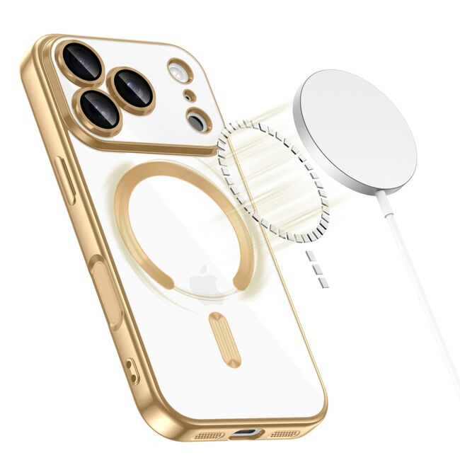 Husa pentru iPhone 17 Pro cu MagSafe si protectie pentru lentile anti-shock 1.5 mm transparent - gold
