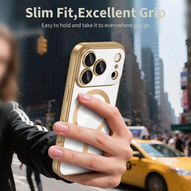 Husa pentru iPhone 17 Pro cu MagSafe si protectie pentru lentile anti-shock 1.5 mm transparent - gold