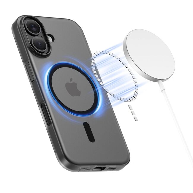 Husa pentru iPhone 17 SlimCore Compatibila MagSafe - Protectie inteligenta, Estetica minimalista - frosted - negru mat