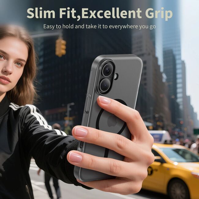 Husa pentru iPhone 17 SlimCore Compatibila MagSafe - Protectie inteligenta, Estetica minimalista - frosted - negru mat