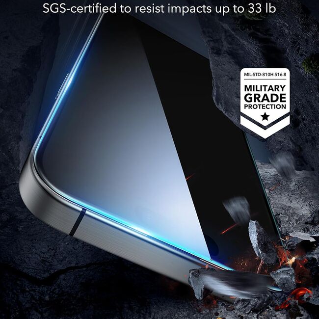 Folie pentru iPhone 17 Pro Max (set 3) - ESR Privacy Tempered Glass - Black