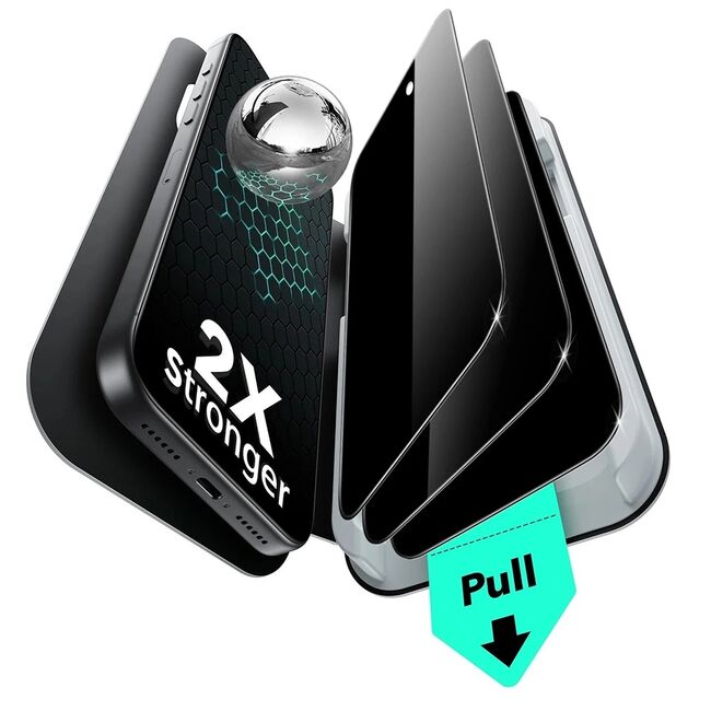 Folie pentru iPhone 17 Pro Max (set 3) - ESR Privacy Tempered Glass UltraFit - Black