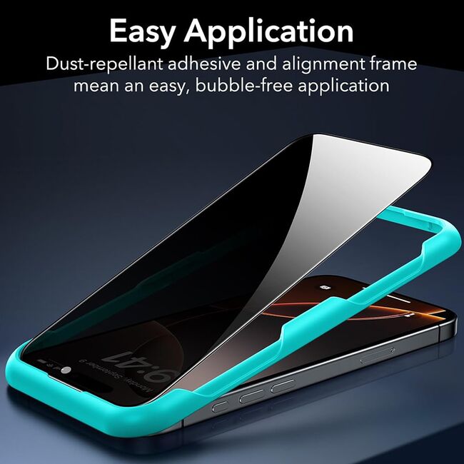 Folie pentru iPhone 17 Pro (set 3) - ESR Privacy Tempered Glass - Black