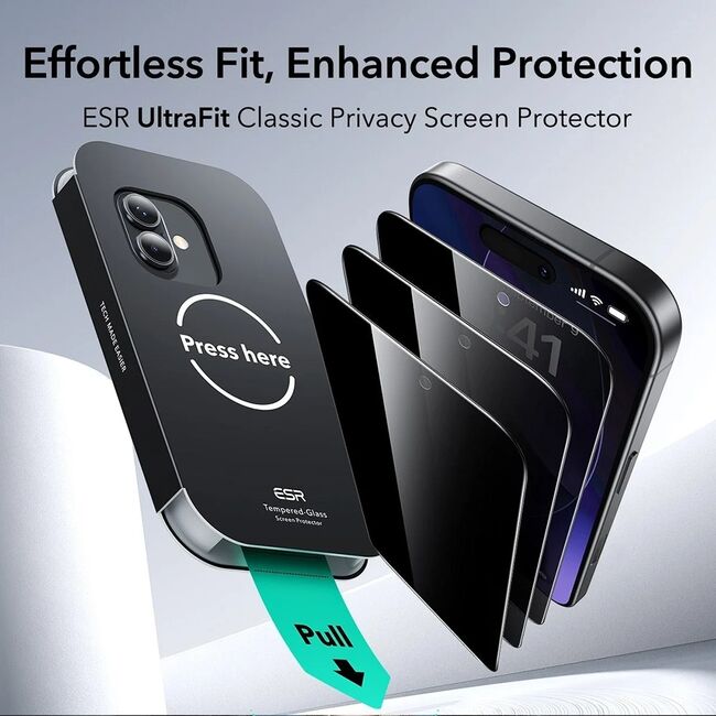 Folie pentru iPhone 17 (set 3) - ESR Privacy Tempered Glass UltraFit - Black