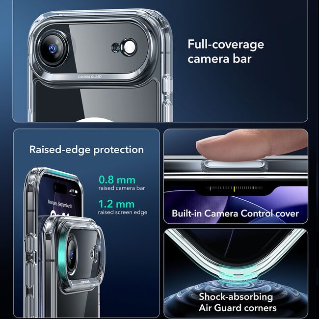 Husa pentru iPhone 17 Air - ESR Classic Hybrid HaloLock - Clear