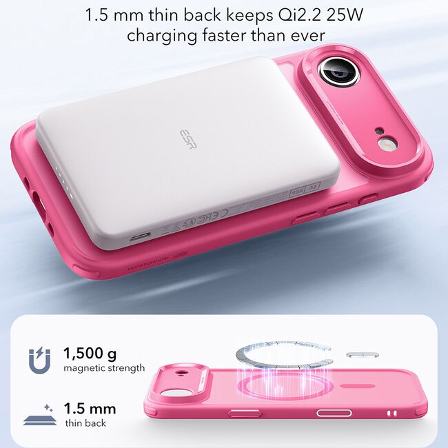 Husa pentru iPhone 17 Air - ESR Classic Hybrid HaloLock - Frosted Pink