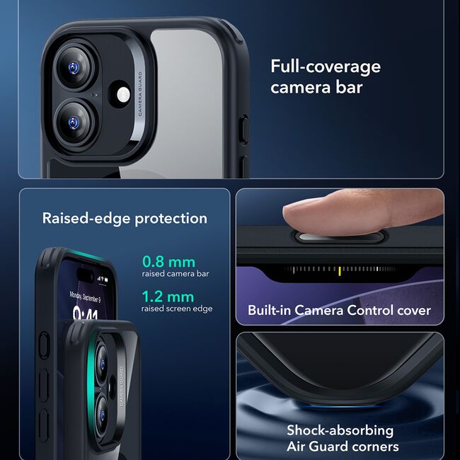Husa pentru iPhone 17 - ESR Classic Hybrid HaloLock - Clear Black