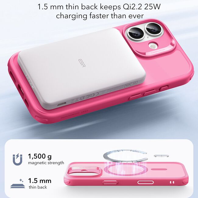 Husa pentru iPhone 17 - ESR Classic Hybrid HaloLock - Frosted Pink