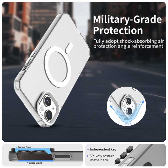Husa premium pentru iPhone 13 VivaShell Fusion compatibila MagSafe, Anti-Shock - Protectie Avansata Display & Camera - Design Slim și Elegant - alb