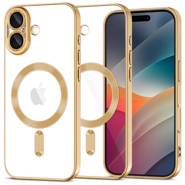 Husa pentru iPhone 17 cu MagSafe si protectie pentru lentile anti-shock 1.5 mm transparent - gold