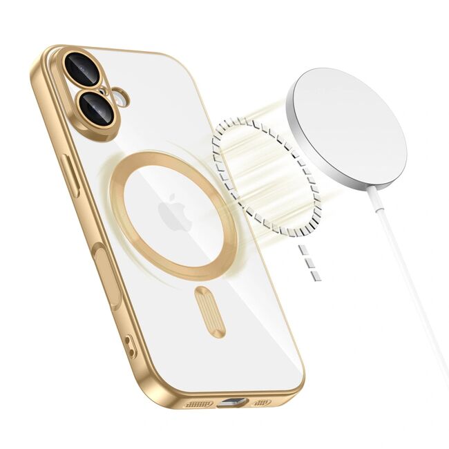 Husa pentru iPhone 17 cu MagSafe si protectie pentru lentile anti-shock 1.5 mm transparent - gold