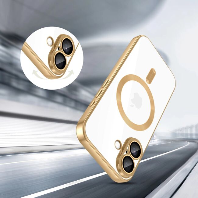 Husa pentru iPhone 17 cu MagSafe si protectie pentru lentile anti-shock 1.5 mm transparent - gold