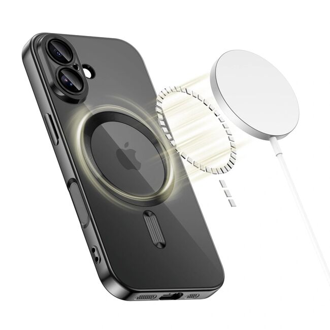 Husa pentru iPhone 17 cu MagSafe si protectie pentru lentile anti-shock 1.5 mm transparent - negru