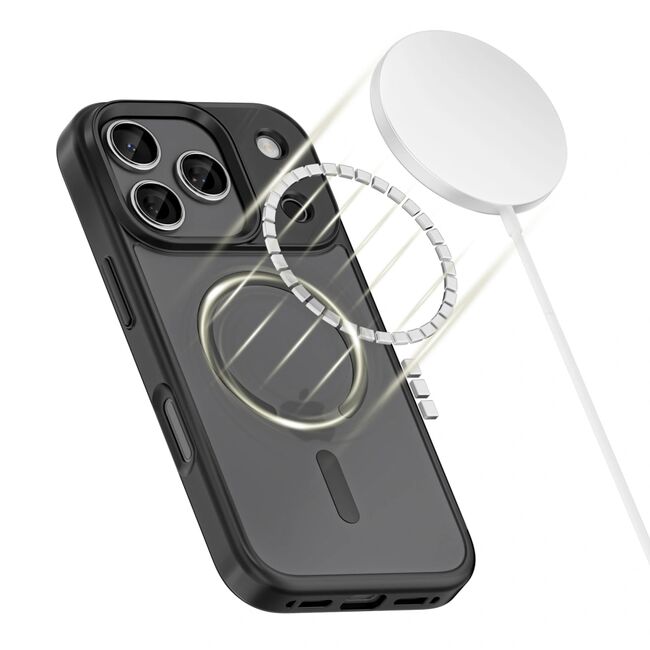 Husa premium pentru iPhone 17 Pro CoreDefender, compatibila MagSafe, Protectie lentile, Never-Yellow, anti-amprente - negru mat