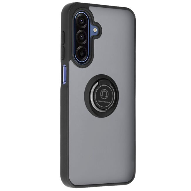 Husa de protectie pentru Samsung Galaxy A17 5G premium cu inel stand rotativ, suport magnetic si bumper anti-alunecare - negru