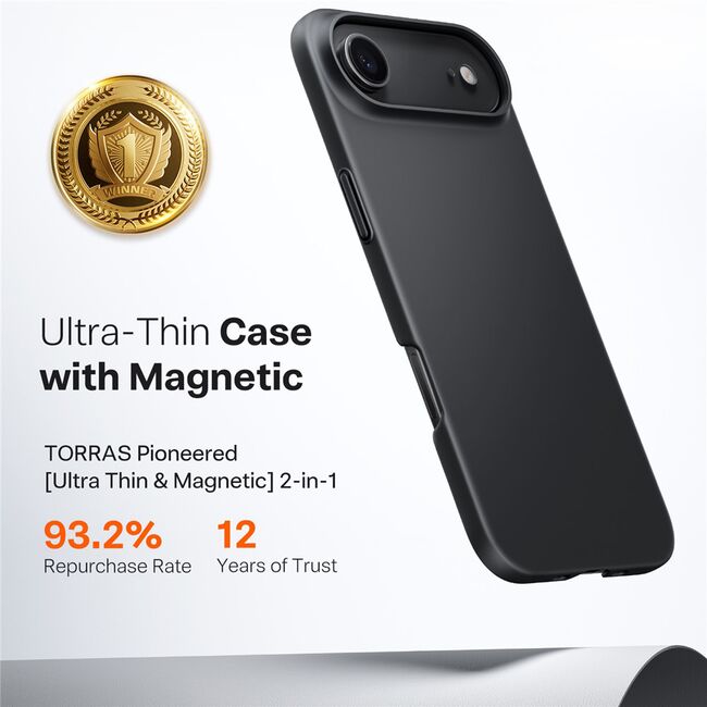 Husa pentru iPhone 17 Air - Torras SlimFit MagSafe Series - Black