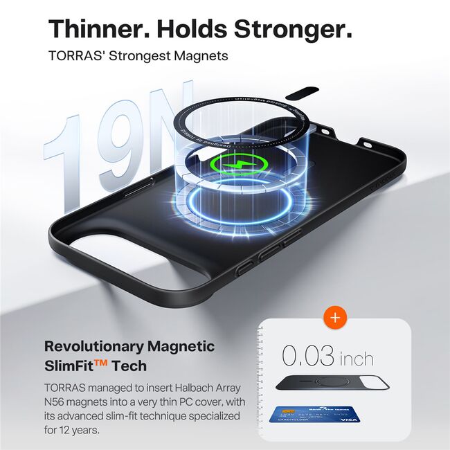 Husa pentru iPhone 17 Air - Torras SlimFit MagSafe Series - Black