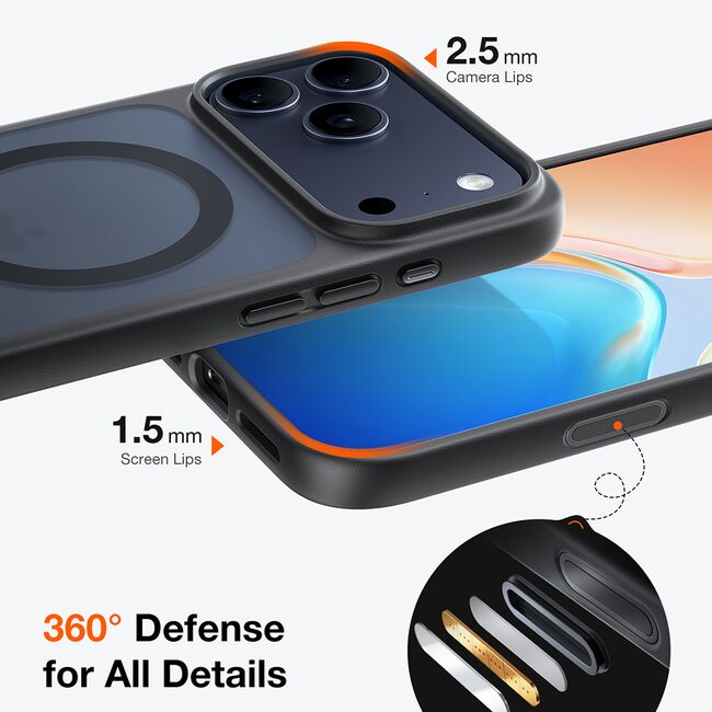 Husa pentru iPhone 17 Pro Max - Torras Guardian Magnetic Series - Negru