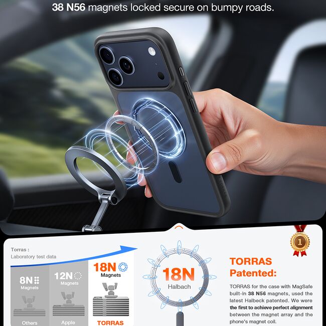 Husa pentru iPhone 17 Pro Max - Torras Guardian Magnetic Series - Negru