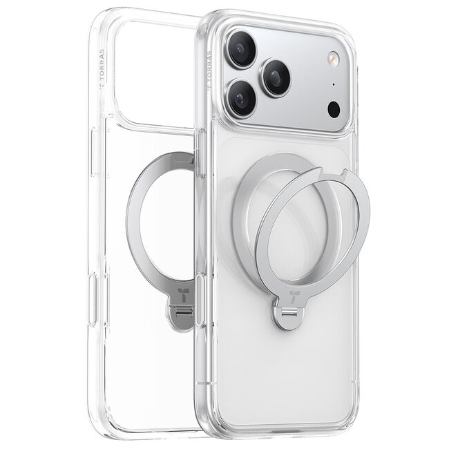Husa pentru iPhone 17 Pro - Torras Ostand Spin MagSafe Series - Clear