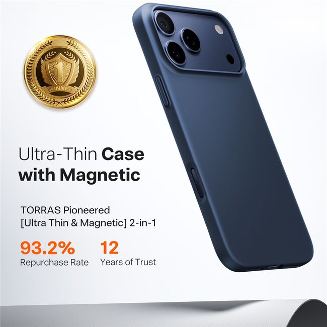 Husa pentru iPhone 17 Pro - Torras SlimFit MagSafe Series - Navy Blue