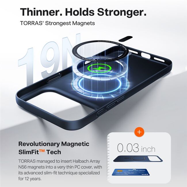 Husa pentru iPhone 17 Pro - Torras SlimFit MagSafe Series - Navy Blue