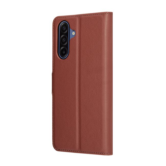 Husa pentru Samsung Galaxy A17 5G tip carte cu inchidere magnetica, compartimente pentru carduri si functie stand, maro