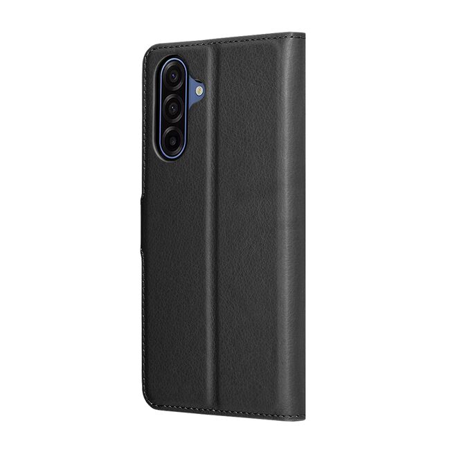 Husa pentru Samsung Galaxy A17 5G tip carte cu inchidere magnetica, compartimente pentru carduri si functie stand, negru