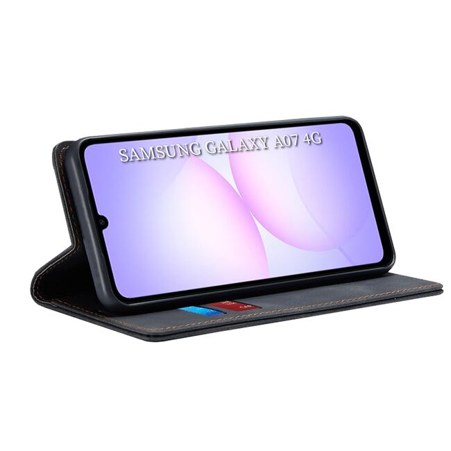 Husa tip carte pentru Samsung Galaxy A07 4G Retro Business cu inchidere magnetica, negru