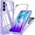 Pachet 360: Husa cu folie integrata pentru  Samsung Galaxy A15 Cover360 fata / spate - mov / transparent