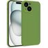 Husa pentru  iPhone 15 Plus Liquid Silicone, subțire, captusita cu microfibra, anti amprentă, protectie cameră foto, verde