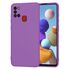 Husa pentru Samsung Galaxy A21s Liquid Silicone, subțire, captusita cu microfibra, anti amprentă, protectie cameră foto, albastru