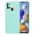 Husa pentru Samsung Galaxy A21s Liquid Silicone, subțire, captusita cu microfibra, anti amprentă, protectie cameră foto, albastru