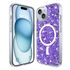 Husa pentru  iPhone 15 Plus MagSafe cu sclipici Liquid Crystal Glitter, albastru