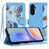 Husa tip carte pentru  Samsung Galaxy A05s, functie stand si port carduri, roz
