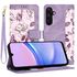 Husa tip carte pentru  Samsung Galaxy A15, functie stand si port carduri, mov