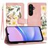Husa tip carte pentru  Samsung Galaxy A15, functie stand si port carduri, mov
